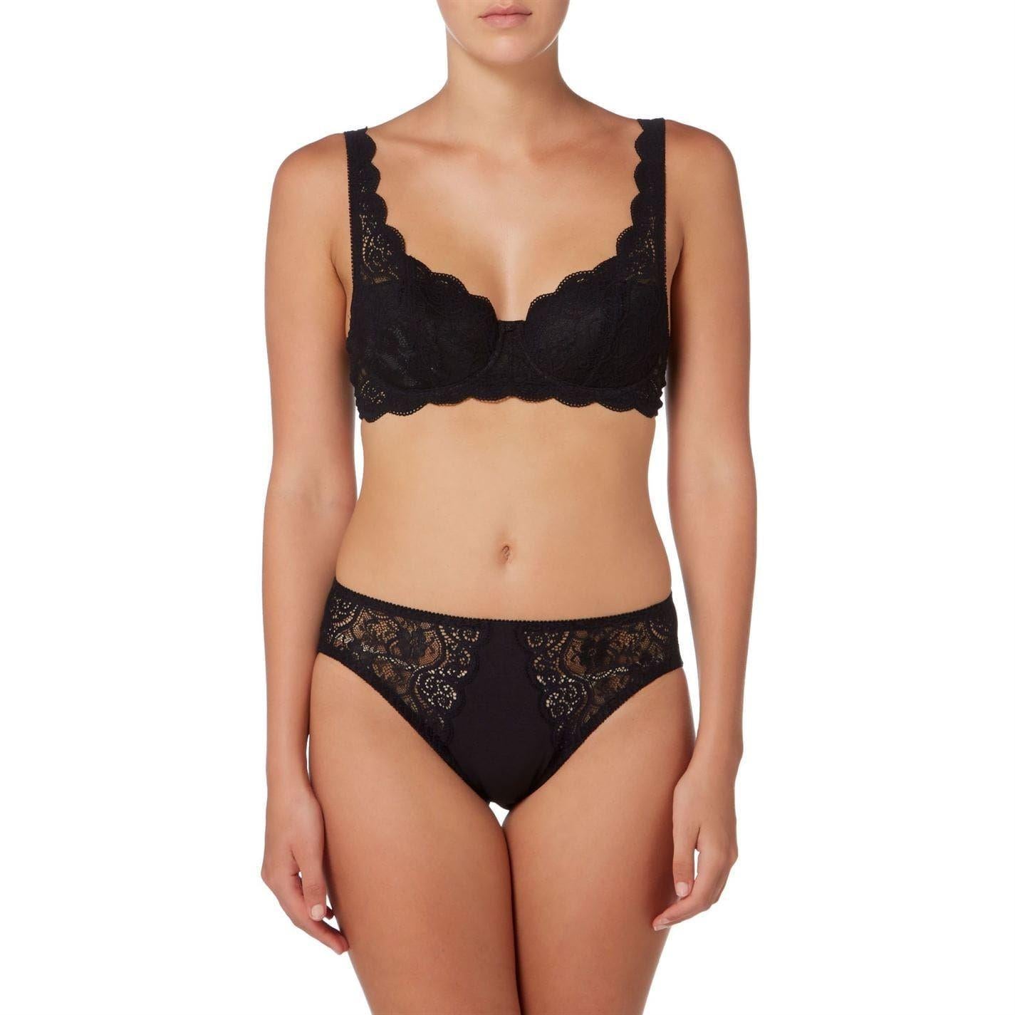 Black - Lifestyle - Triumph Womens-Ladies Amourette Floral Embroidery Bra