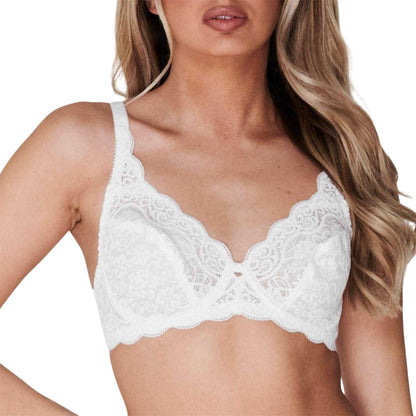 White - Side - Triumph Womens-Ladies Amourette Floral Embroidery Bra