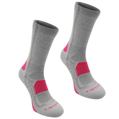 Light Grey-Fuchsia - Front - Karrimor Womens-Ladies Walking Socks (Pack of 2)