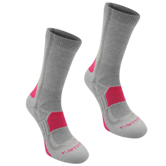 Light Grey-Fuchsia - Front - Karrimor Womens-Ladies Walking Socks (Pack of 2)