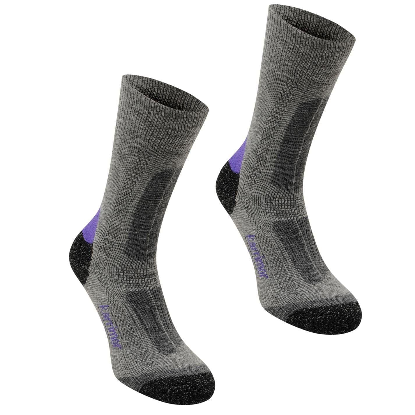Grey-Purple - Front - Karrimor Womens-Ladies Walking Socks (Pack of 2)