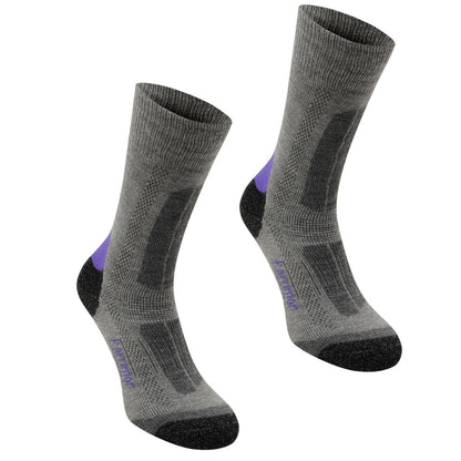 Grey-Purple - Front - Karrimor Womens-Ladies Walking Socks (Pack of 2)