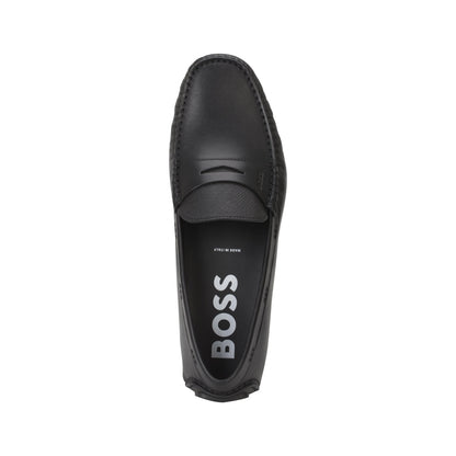 Black - Lifestyle - Boss Mens Driver Leather Moccasins