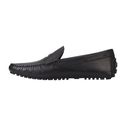 Black - Side - Boss Mens Driver Leather Moccasins