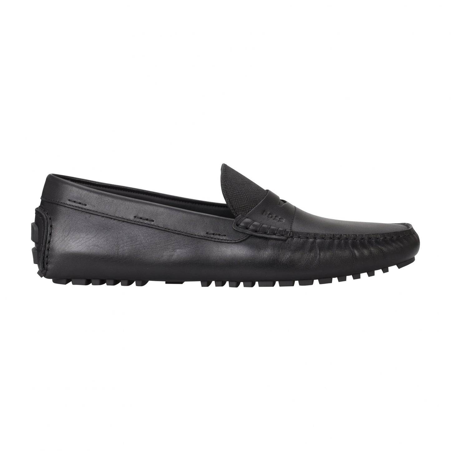 Black - Front - Boss Mens Driver Leather Moccasins
