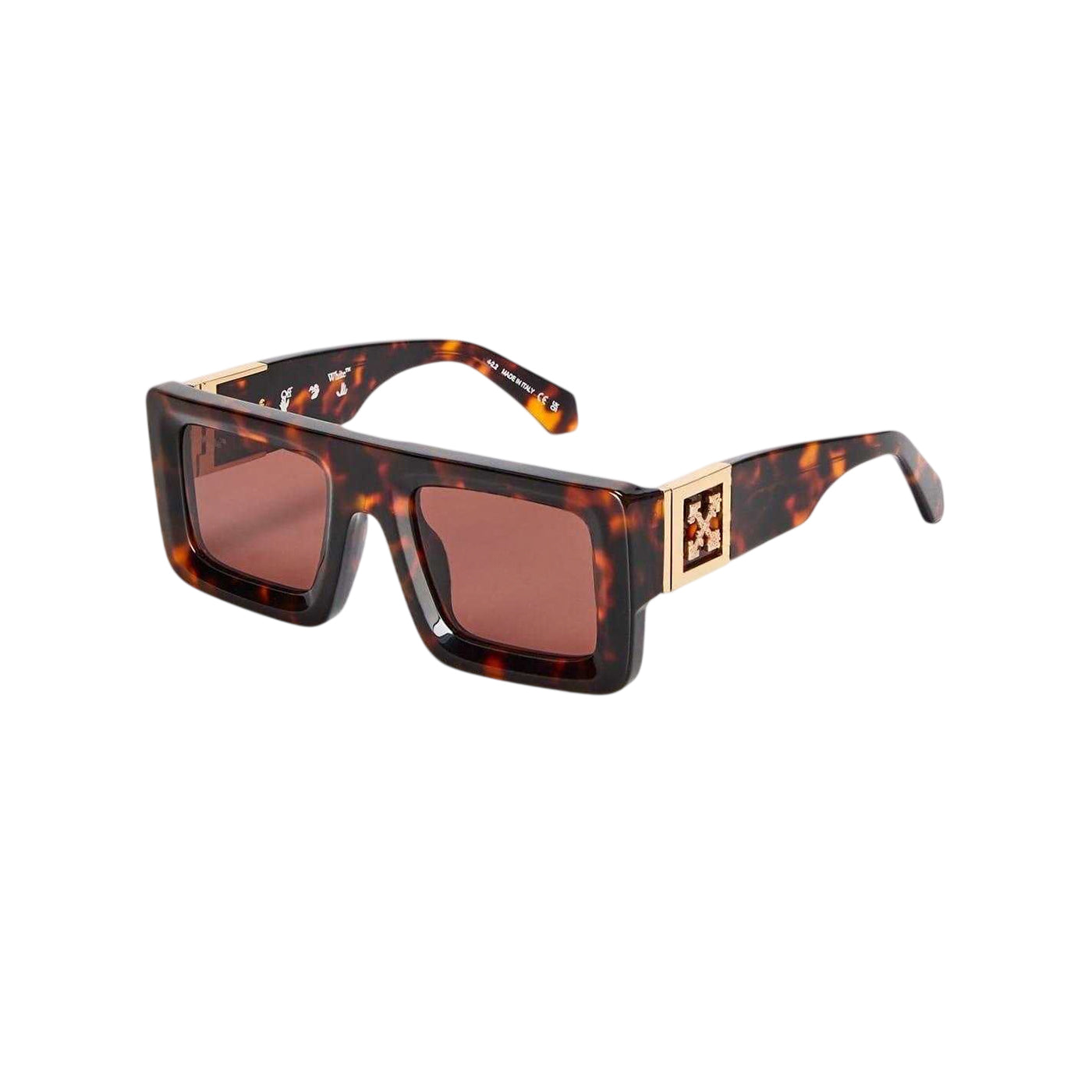 Havana-Brown - Front - Off-White Unisex Adult Square Sunglasses