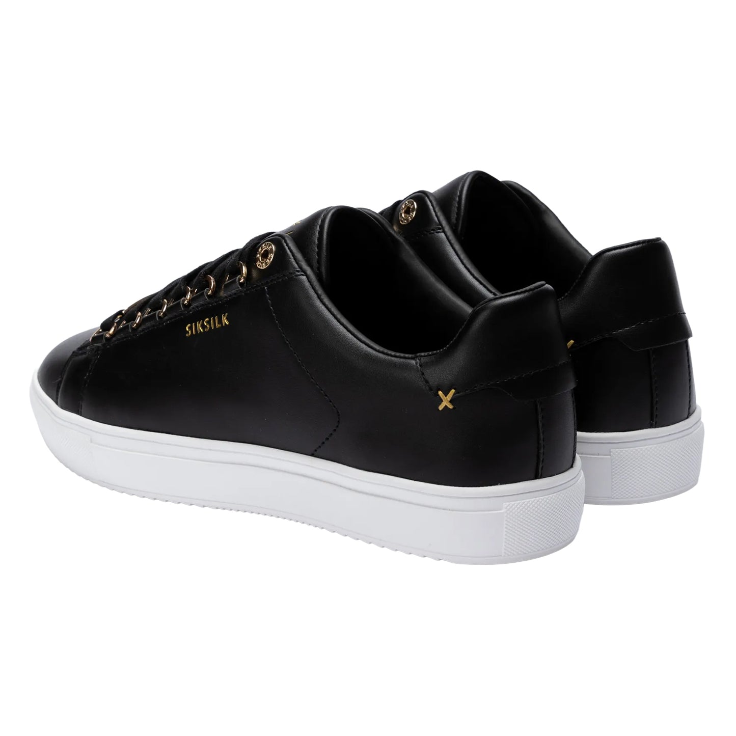 Black-Gold - Back - SikSilk Unisex Adult Classic Synthetic Leather D-Ring Trainers