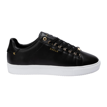 Black-Gold - Side - SikSilk Unisex Adult Classic Synthetic Leather D-Ring Trainers