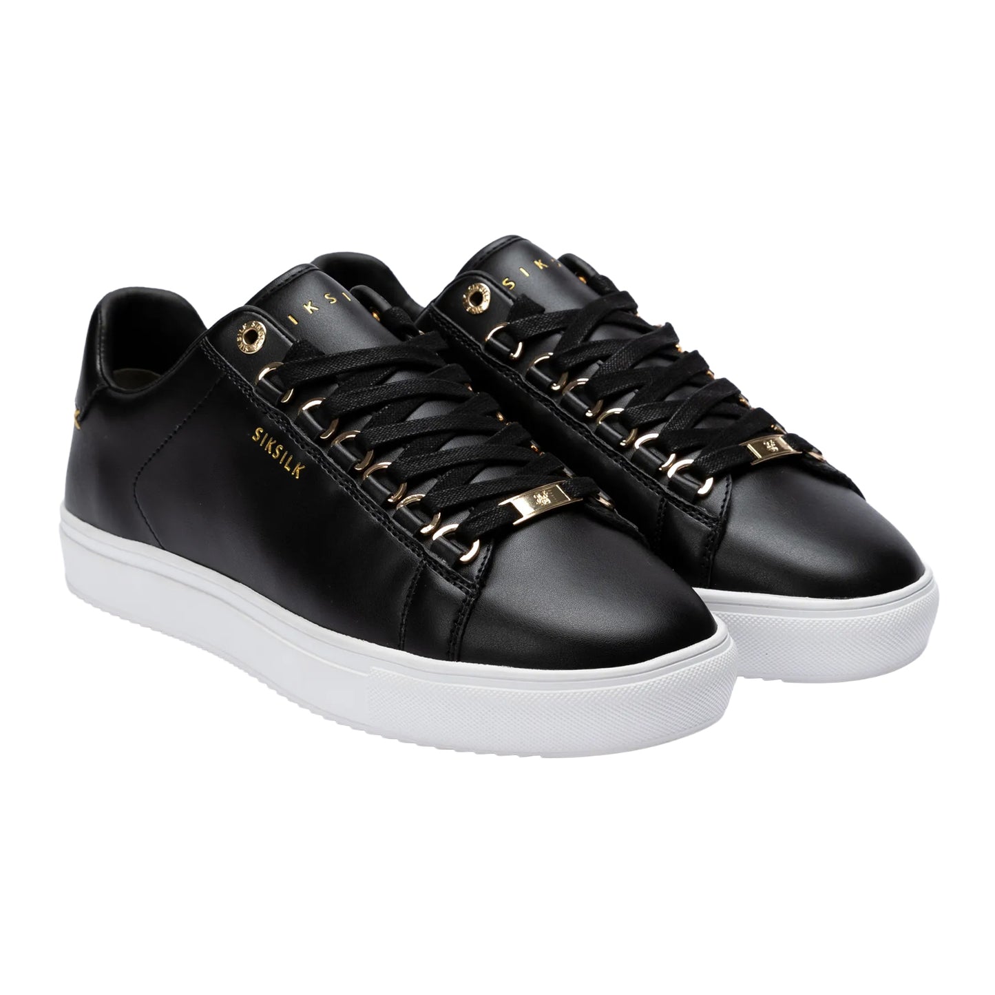 Black-Gold - Front - SikSilk Unisex Adult Classic Synthetic Leather D-Ring Trainers