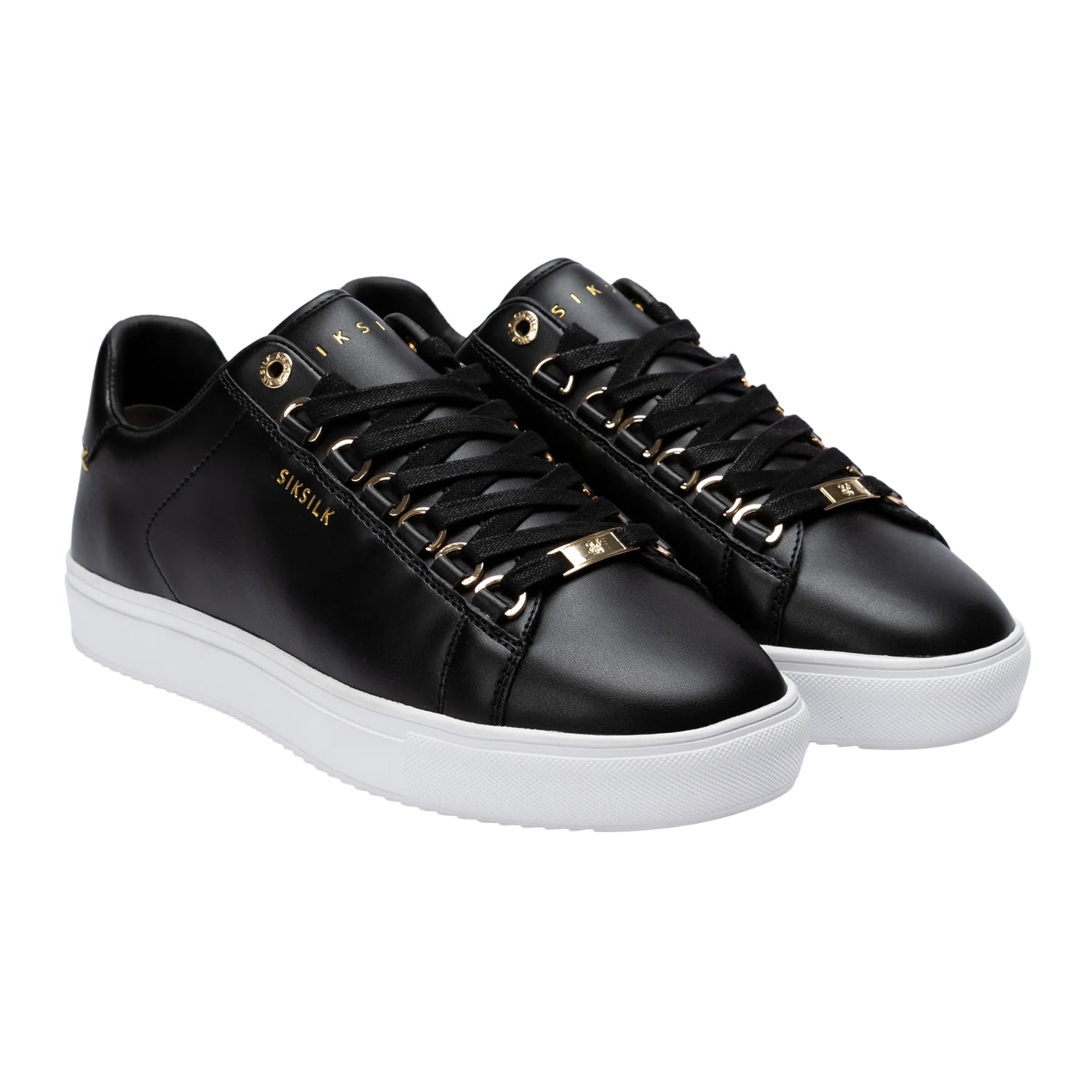 Black-Gold - Front - SikSilk Unisex Adult Classic Synthetic Leather D-Ring Trainers