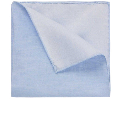 Blue - Back - Boss Plain Linen Blend Formal Pocket Square