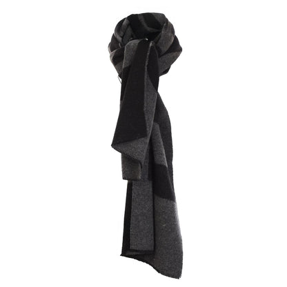 Grey - Back - Hugo Logo Wool Jacquard Scarf