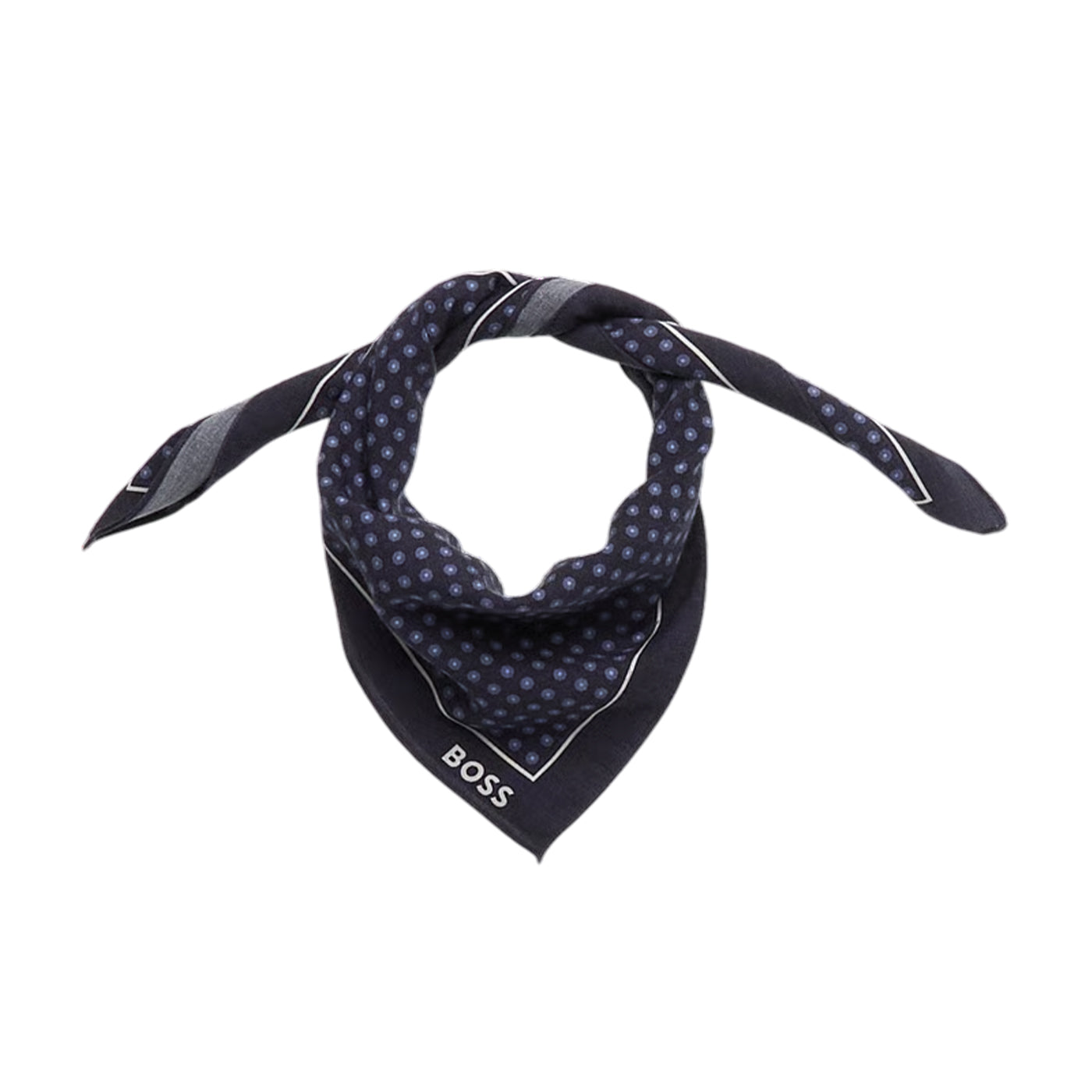 Dark Blue - Back - Boss Polka Dot Silk Logo Pocket Square