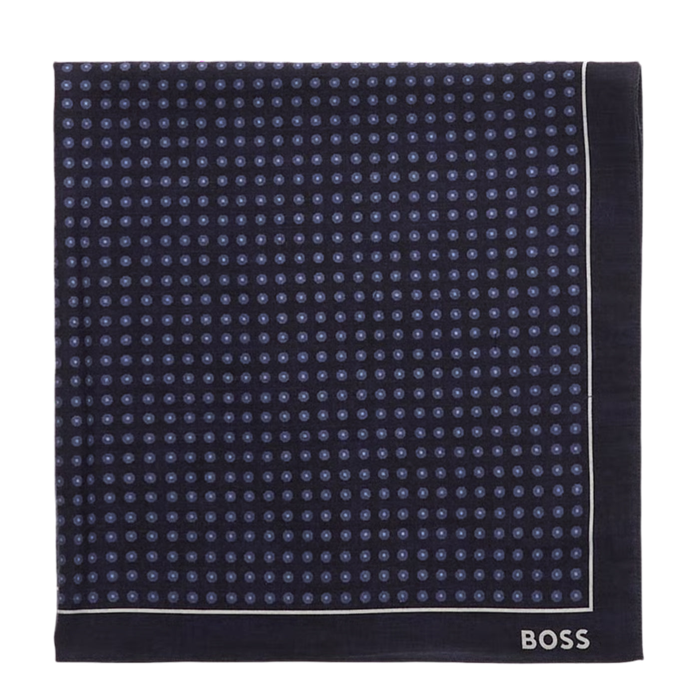 Dark Blue - Front - Boss Polka Dot Silk Logo Pocket Square