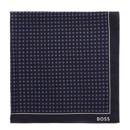 Dark Blue - Front - Boss Polka Dot Silk Logo Pocket Square