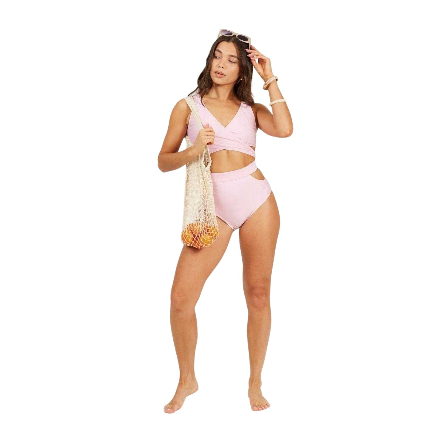 Pink - Back - Brave Soul Womens-Ladies High Waist Bikini Bottoms