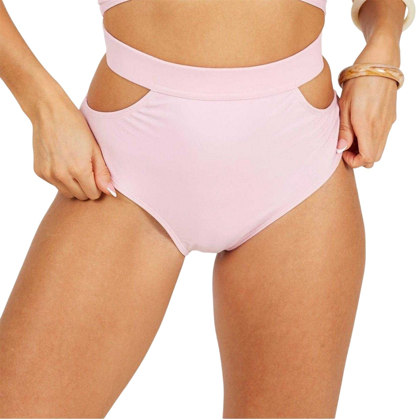 Pink - Front - Brave Soul Womens-Ladies High Waist Bikini Bottoms