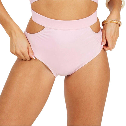 Pink - Front - Brave Soul Womens-Ladies High Waist Bikini Bottoms