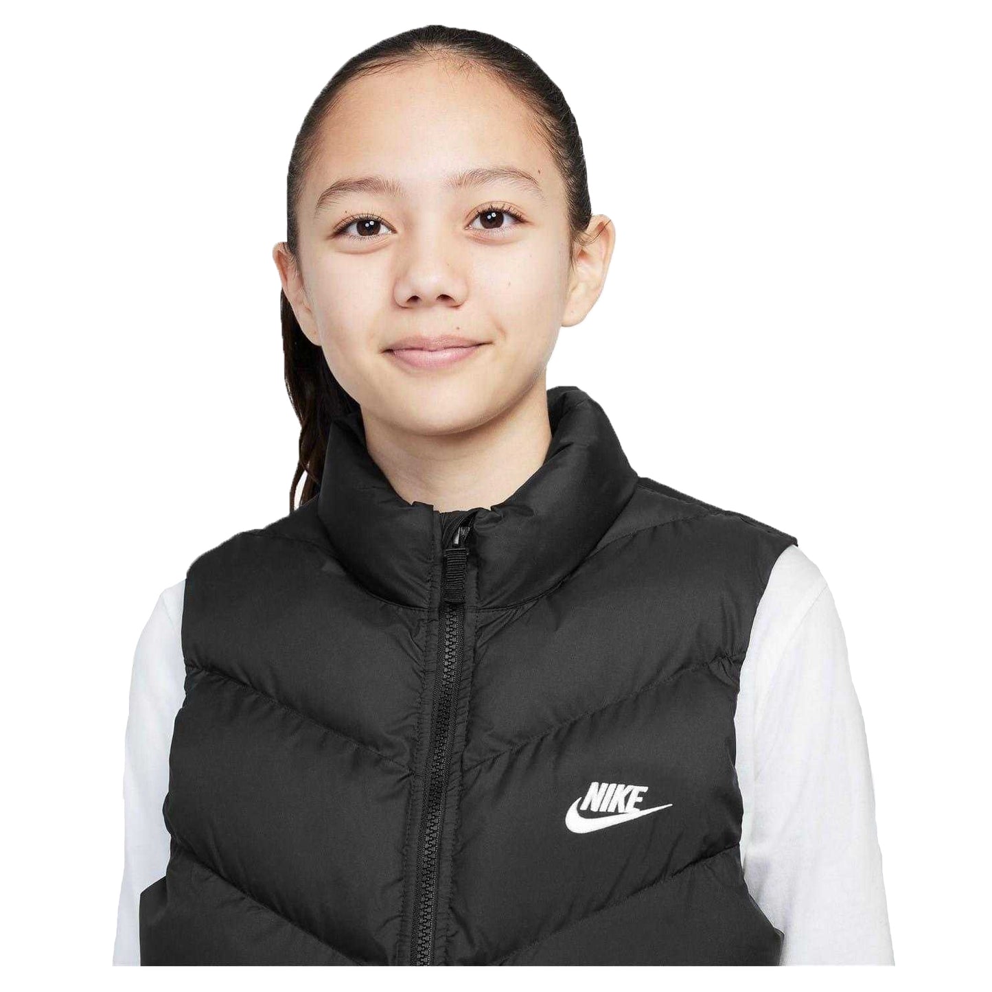 Black - Side - Nike Childrens-Kids Sleeveless Puffer Jacket