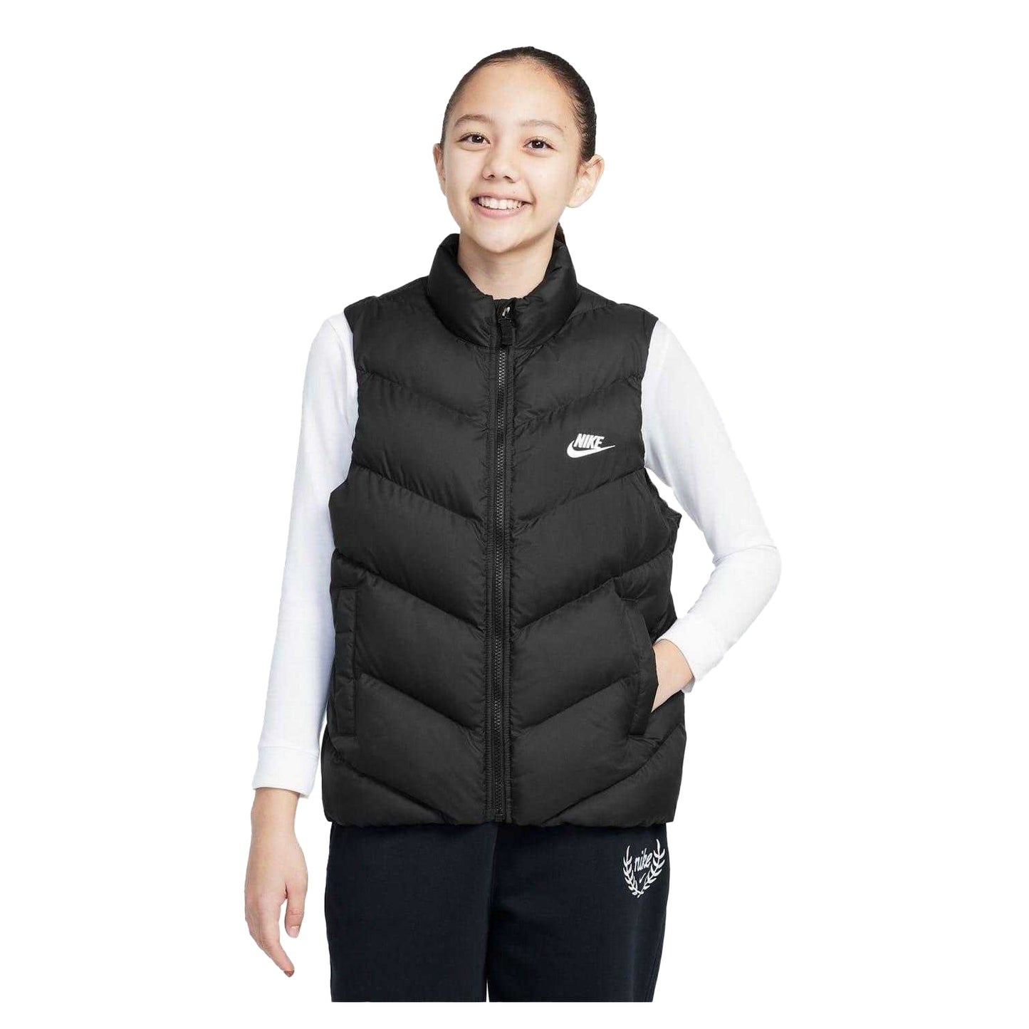 Black - Front - Nike Childrens-Kids Sleeveless Puffer Jacket