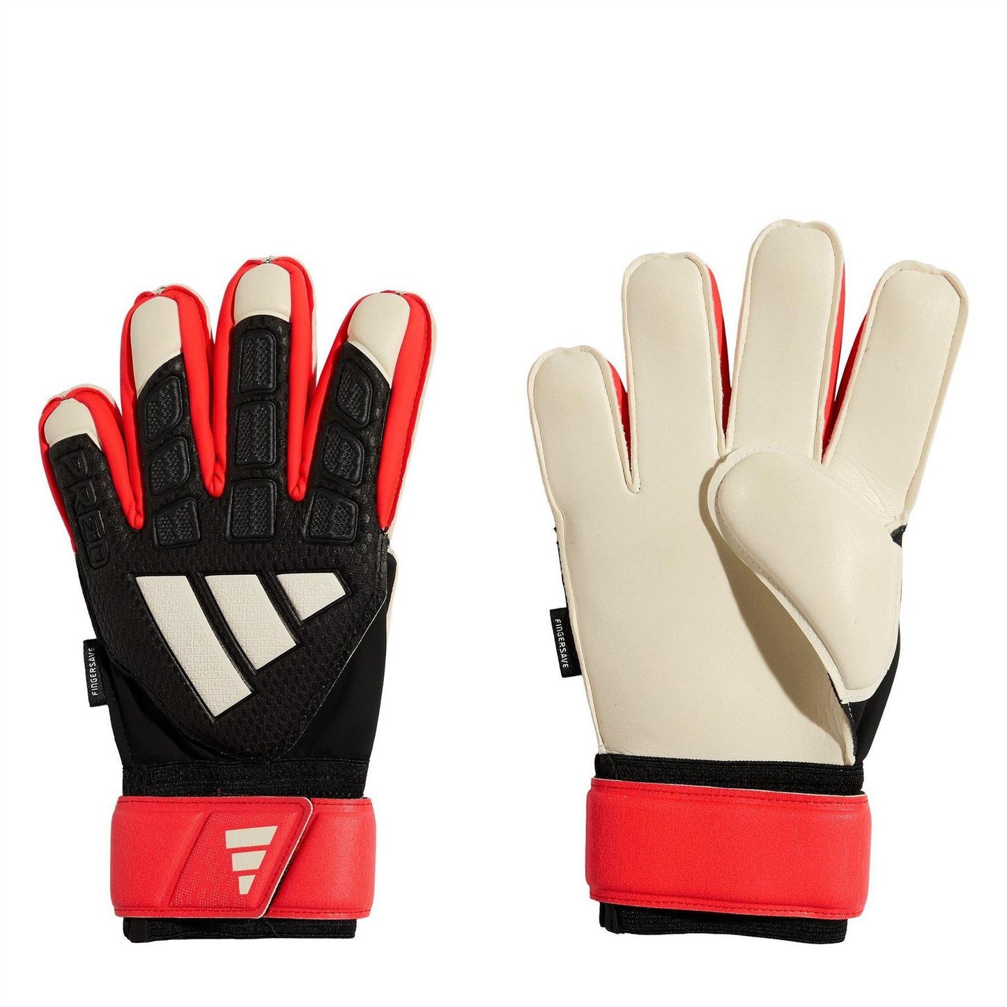 Black-Red-White - Front - Adidas Childrens-Kids Predator Match Fingersave Football Goalkeeper Gloves