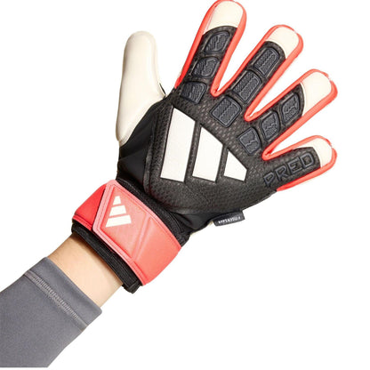 Black-Red-White - Back - Adidas Childrens-Kids Predator Match Fingersave Football Goalkeeper Gloves