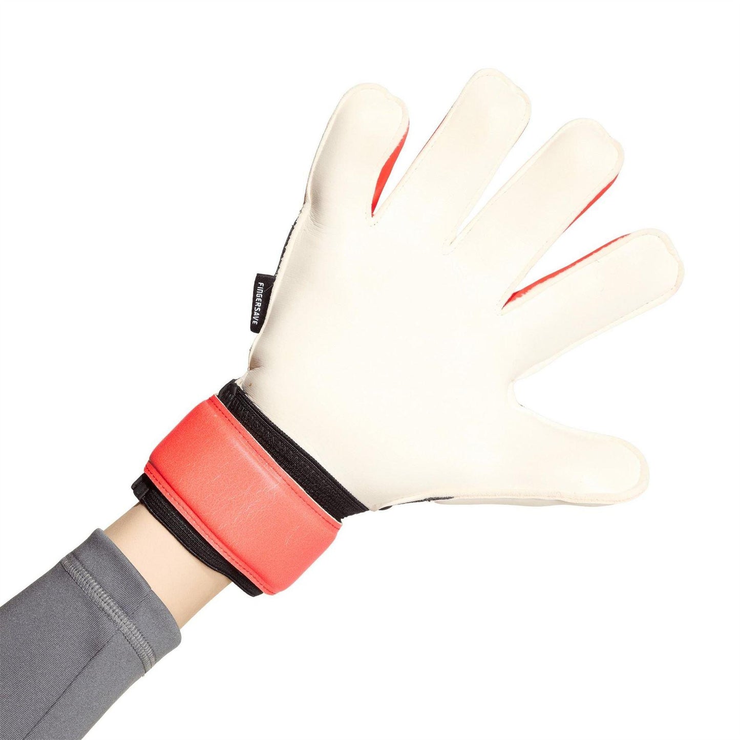 Black-Red-White - Side - Adidas Childrens-Kids Predator Match Fingersave Football Goalkeeper Gloves