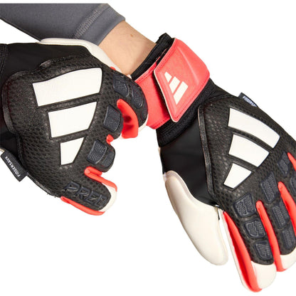 Black-Red-White - Lifestyle - Adidas Childrens-Kids Predator Match Fingersave Football Goalkeeper Gloves