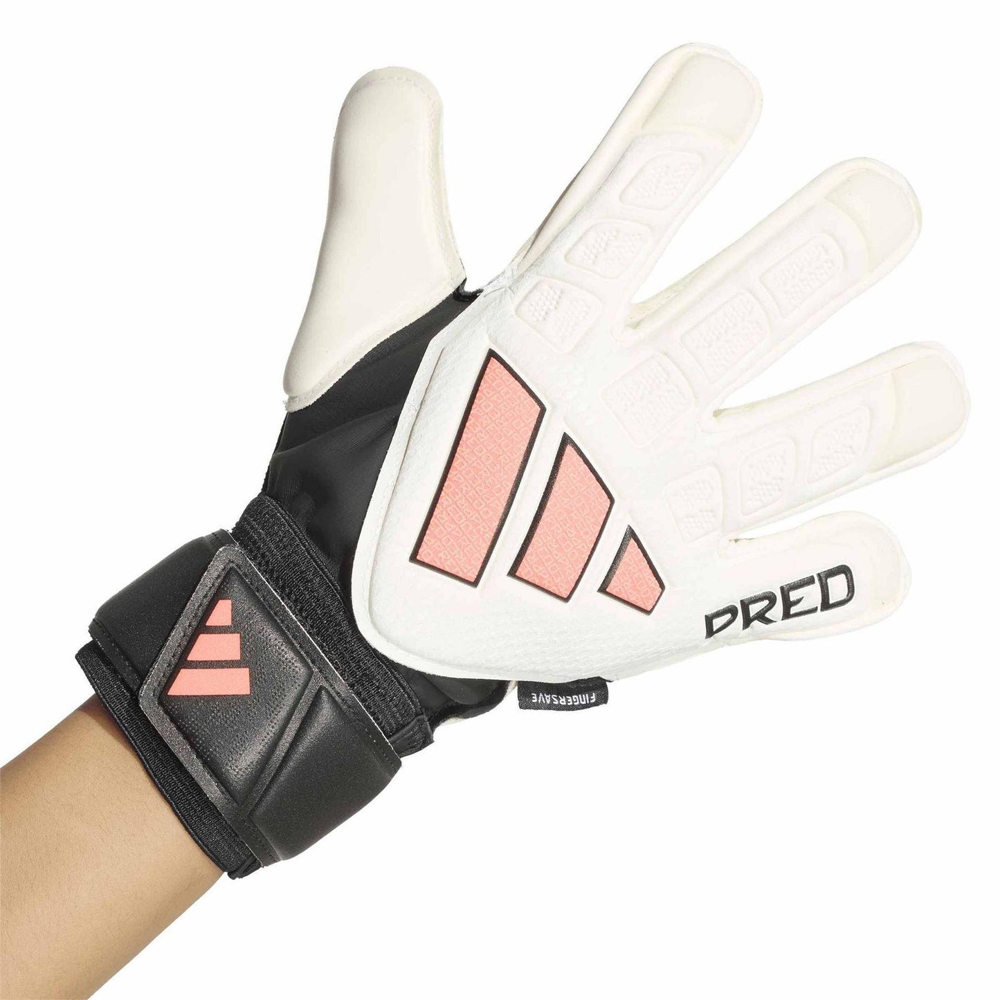 White-Black - Back - Adidas Childrens-Kids Predator Match Fingersave Football Goalkeeper Gloves