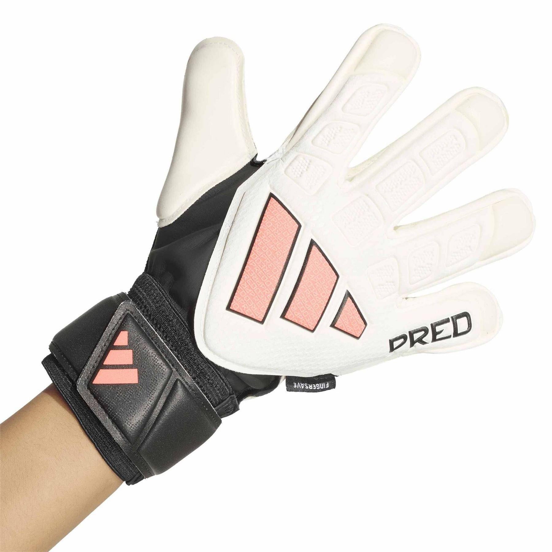 White-Black - Back - Adidas Childrens-Kids Predator Match Fingersave Football Goalkeeper Gloves