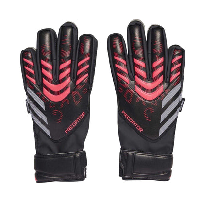Black-Red - Front - Adidas Childrens-Kids Predator Match Fingersave Football Goalkeeper Gloves