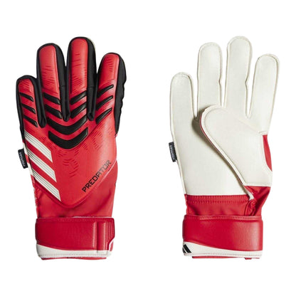 Red-Black - Front - Adidas Childrens-Kids Predator Match Fingersave Football Goalkeeper Gloves