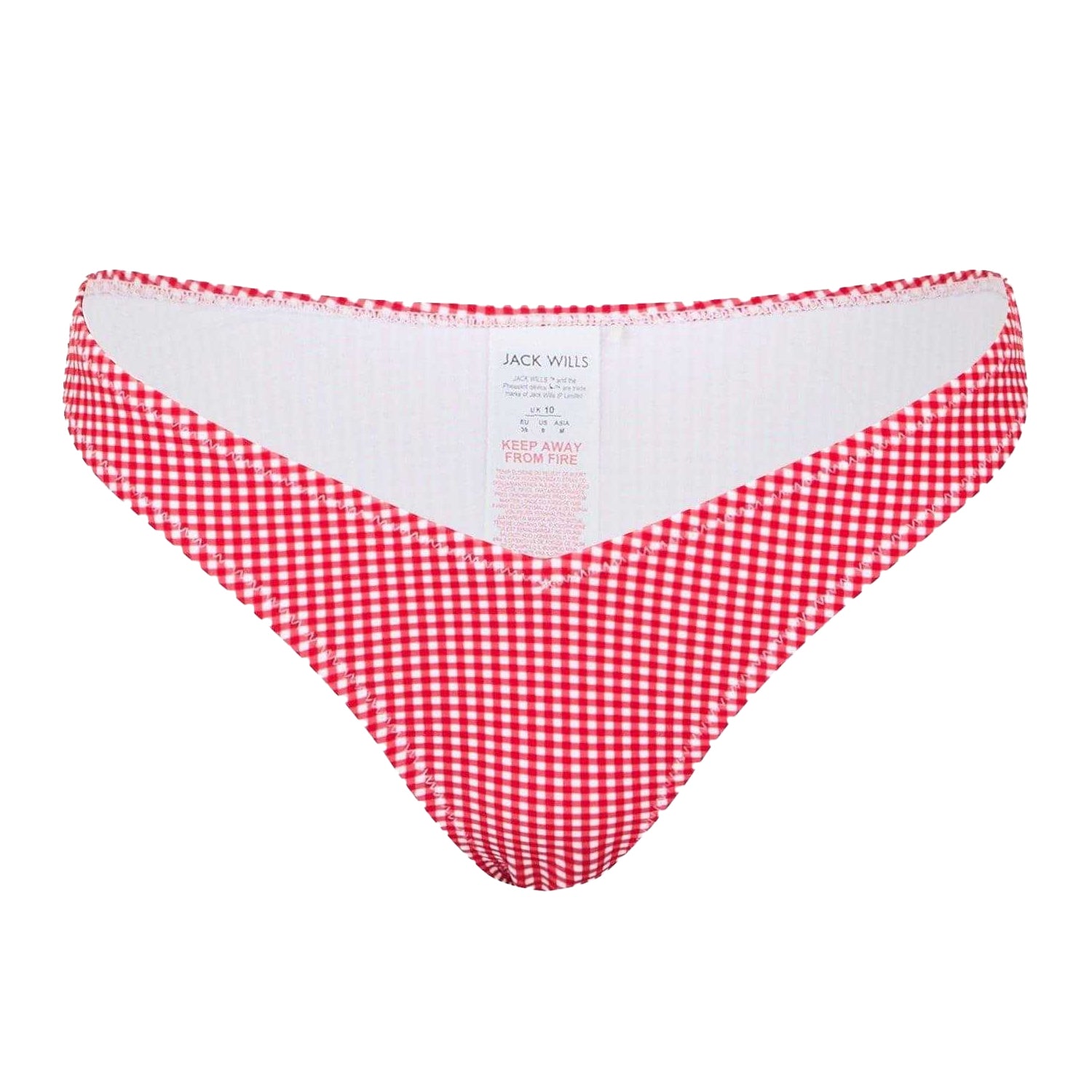 Red - Front - Jack Wills Womens-Ladies Gingham Bikini Bottoms
