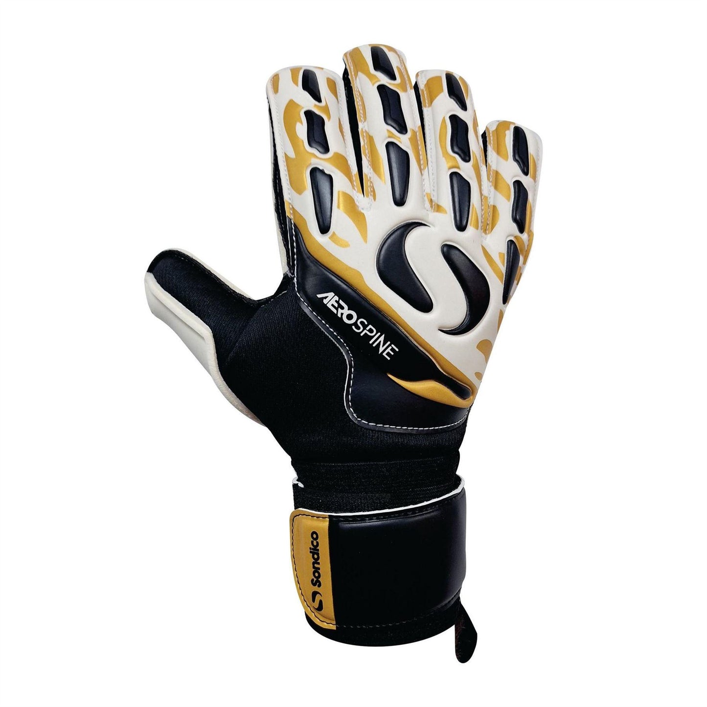 Black-Gold - Back - Sondico Childrens-Kids Aerospine Goalkeeping Goalkeeper Gloves