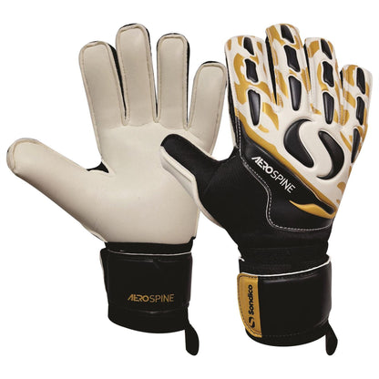 Black-Gold - Front - Sondico Unisex Adult Aerospine Goalkeeper Gloves