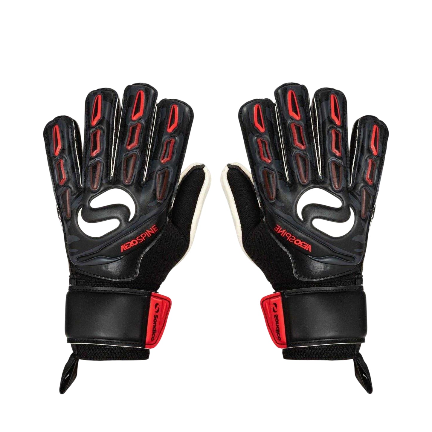 Black-Red - Front - Sondico Unisex Adult Aerospine Goalkeeper Gloves