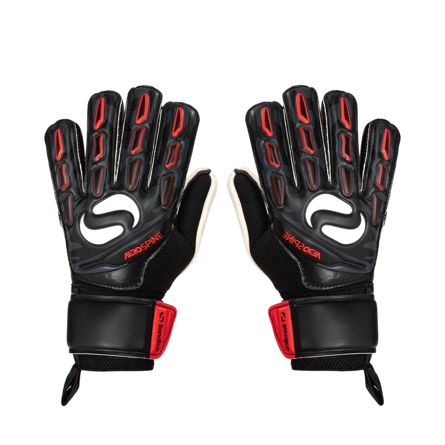 Black-Red - Front - Sondico Unisex Adult Aerospine Goalkeeper Gloves