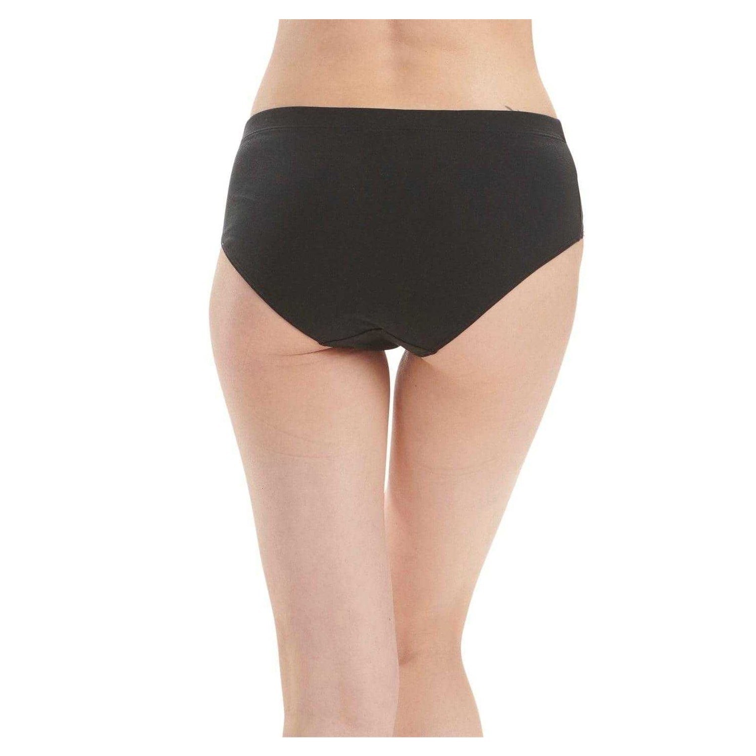 Black - Back - Adidas Womens-Ladies 3 Stripes Cotton Blend Snug Fit Briefs
