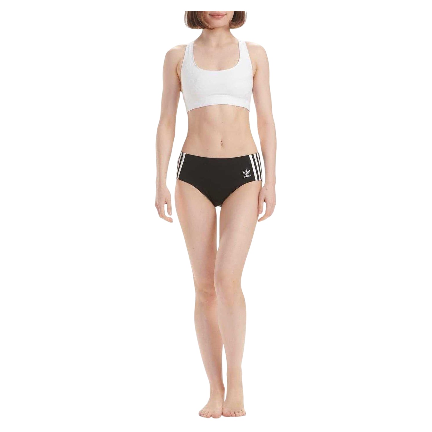 Black - Lifestyle - Adidas Womens-Ladies 3 Stripes Cotton Blend Snug Fit Briefs