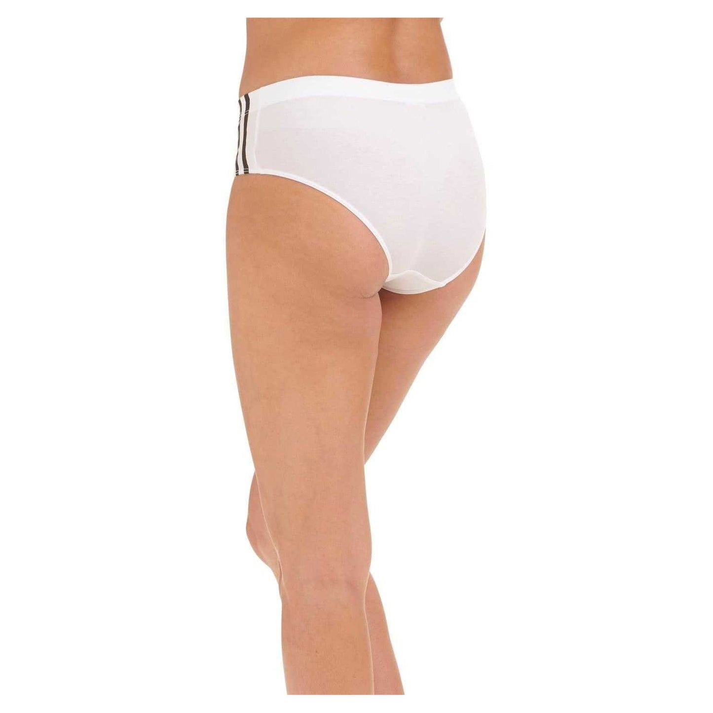 White - Back - Adidas Womens-Ladies 3 Stripes Cotton Blend Snug Fit Briefs