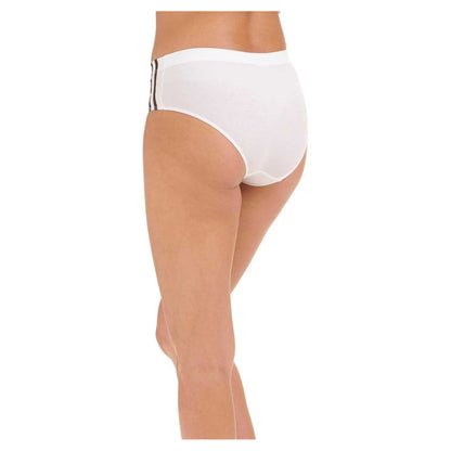 White - Back - Adidas Womens-Ladies 3 Stripes Cotton Blend Snug Fit Briefs