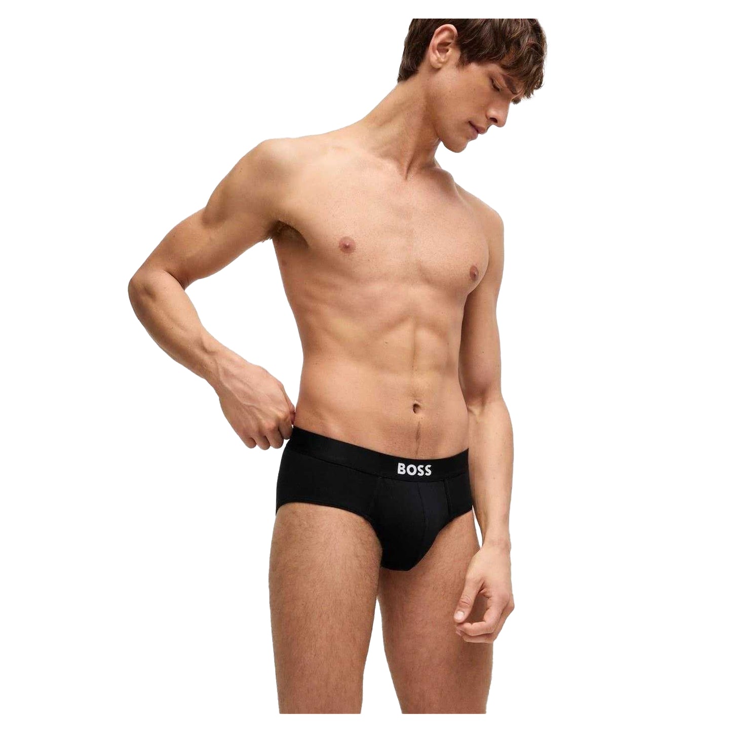 Black - Lifestyle - Boss Mens Logo Cotton Briefs (Pack of 3)