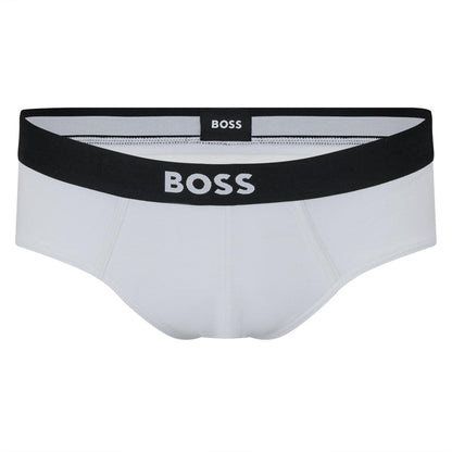 White - Front - Boss Mens Logo Cotton Briefs (Pack of 3)
