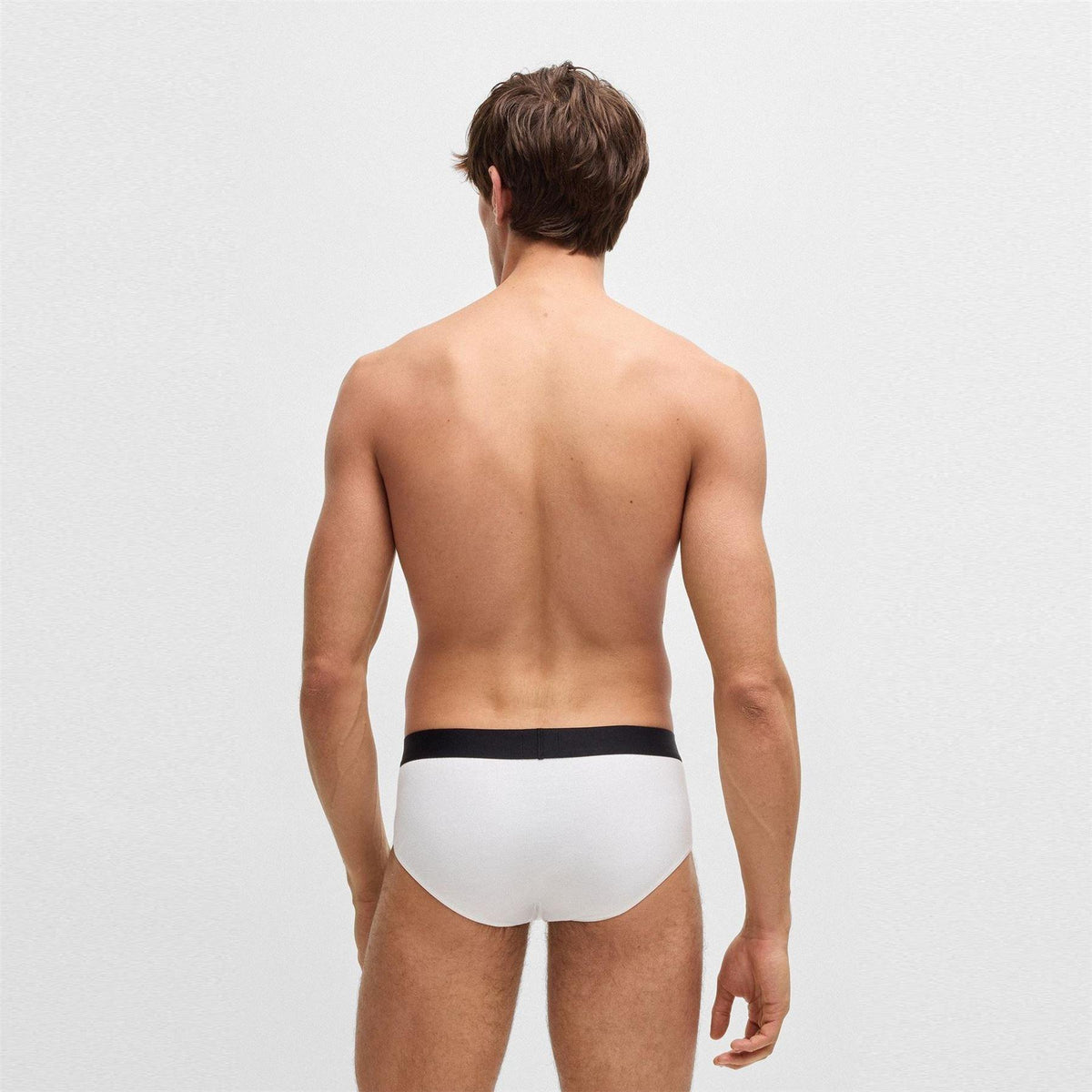 White - Lifestyle - Boss Mens Logo Cotton Briefs (Pack of 3)