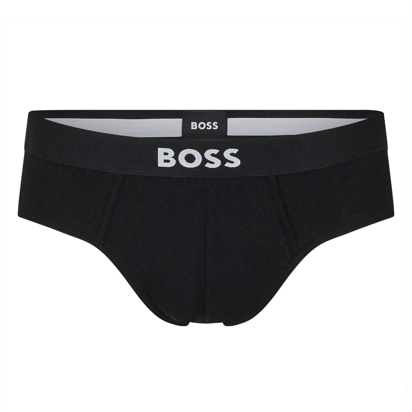 Black - Front - Boss Mens Logo Cotton Briefs (Pack of 3)