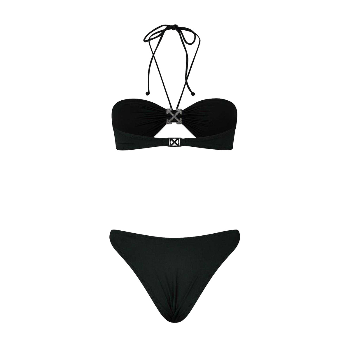 Black - Back - Off White Womens-Ladies Arrow Logo Bikini Top Set