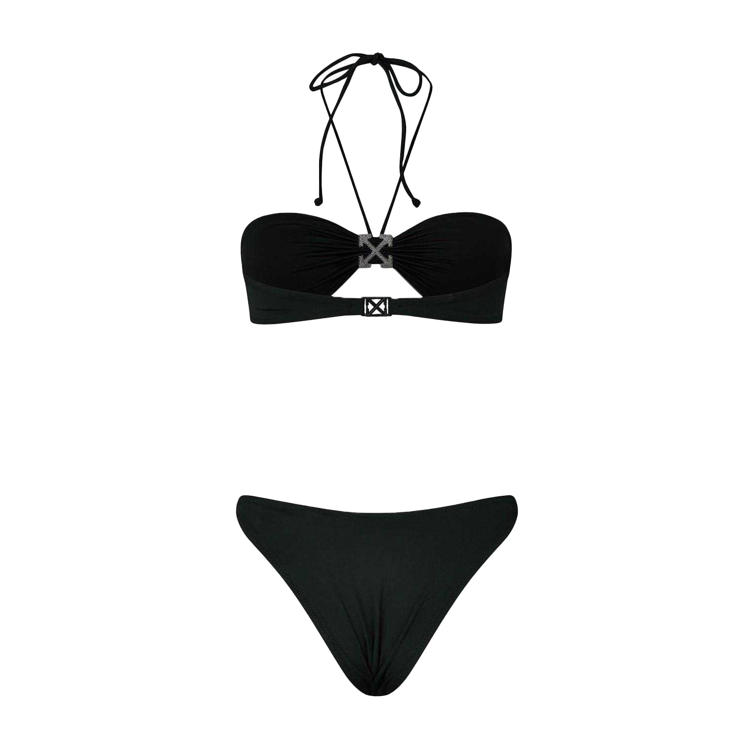 Black - Back - Off White Womens-Ladies Arrow Logo Bikini Top Set