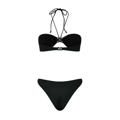 Black - Back - Off White Womens-Ladies Arrow Logo Bikini Top Set