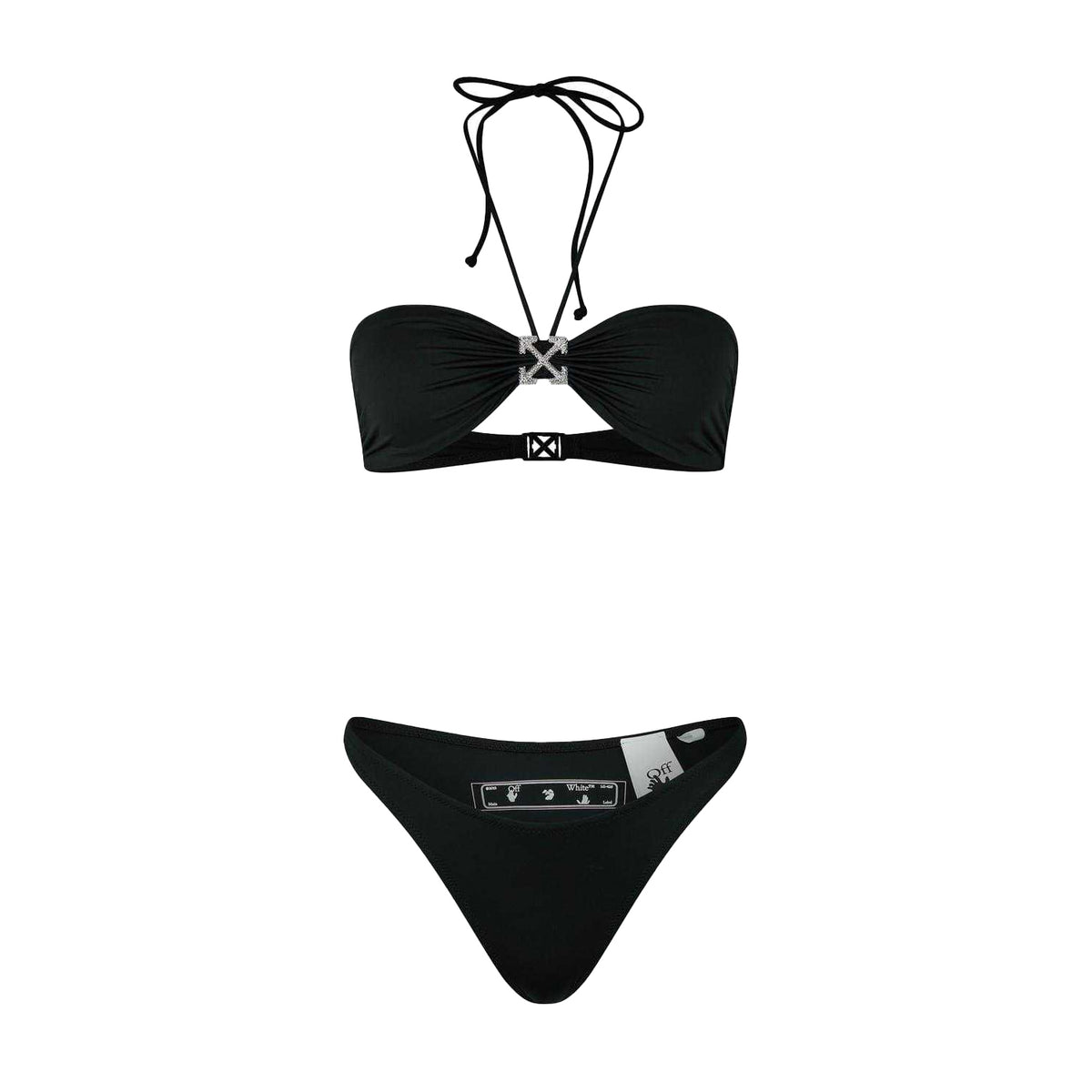 Black - Front - Off White Womens-Ladies Arrow Logo Bikini Top Set