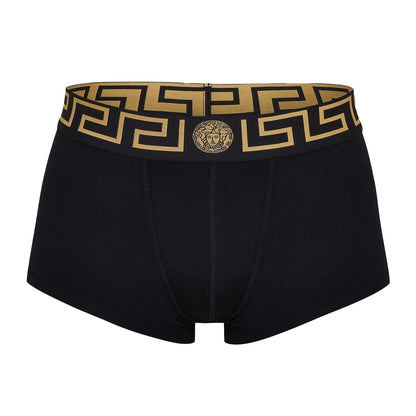 Black - Back - Versace Mens Greca Cotton Underwear (Pack of 2)